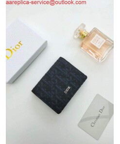 Replica Dior Dior Wallet Mini Lady Blue S0178 Dior Oblique Jacquard Black