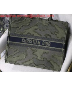 Replica Dior Book Tote M1286 Green Camouflage Embroidery Shopping Bag
