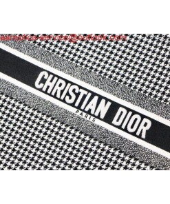 Replica Dior Book Tote M1286 Black and White Houndstooth Embroidery 2