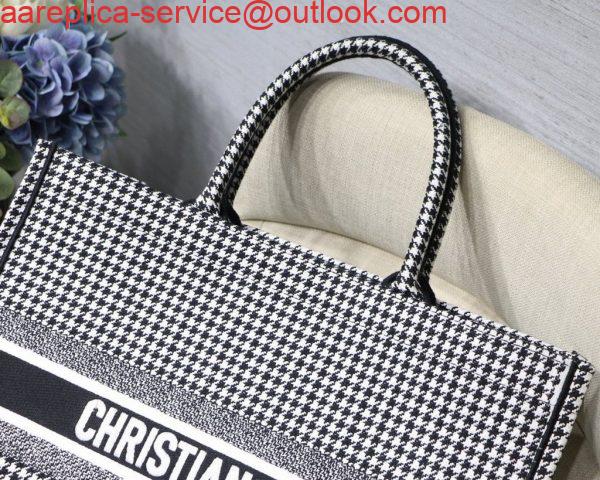 Replica Dior Book Tote M1286 Black and White Houndstooth Embroidery 3 Replica Dior Book Tote M1286 Black and White Houndstooth Embroidery 3