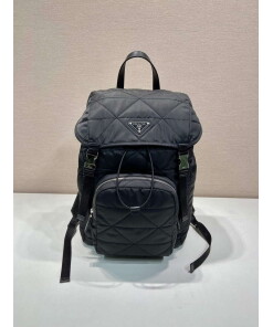 Replica Prada 2VZ135 Re-Nylon Padded Backpack With Hood Black