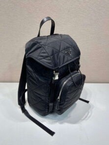 Replica Prada 2VZ135 Re-Nylon Padded Backpack With Hood Black 2