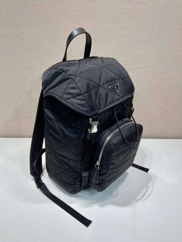 Replica Prada 2VZ135 Re-Nylon Padded Backpack With Hood Black 2