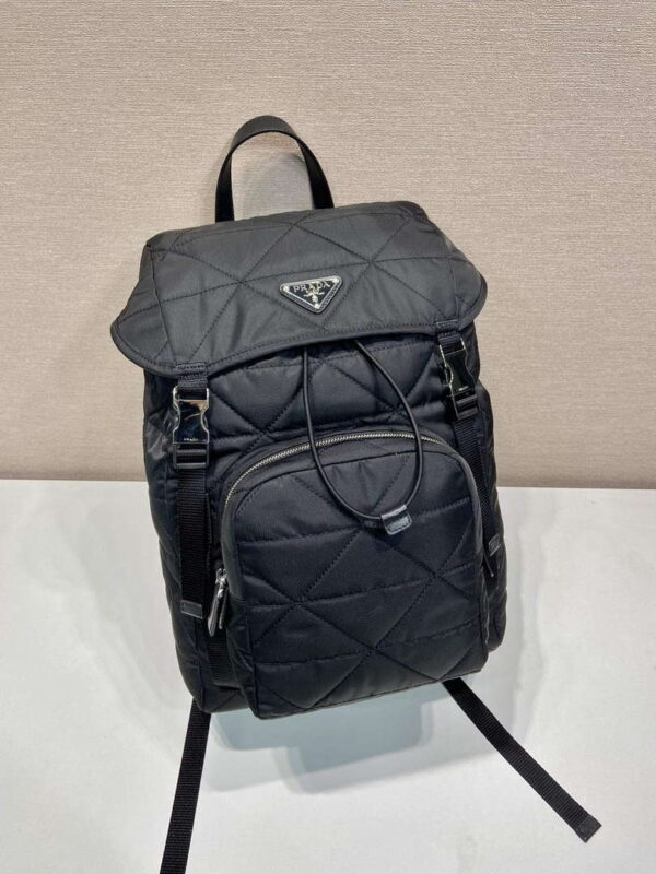 Replica Prada 2VZ135 Re-Nylon Padded Backpack With Hood Black 3