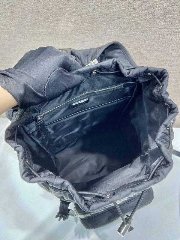 Replica Prada 2VZ135 Re-Nylon Padded Backpack With Hood Black 7