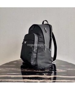 Replica Prada 2VZ048 Nylon And Saffiano Leather Backpack Bag in Black