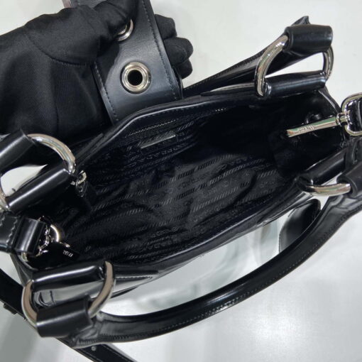 Replica Prada 1BA368 Prada Moon Re-Nylon and leather bag Black 3