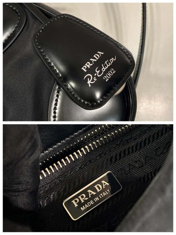 Replica Prada 1BA368 Prada Moon Re-Nylon and leather bag Black 4