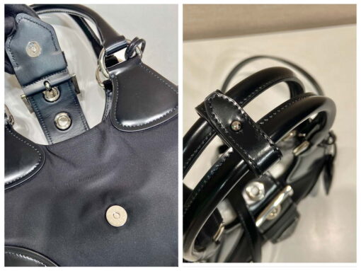 Replica Prada 1BA368 Prada Moon Re-Nylon and leather bag Black 8
