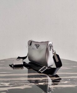 Replica Prada 2VH113 Saffiano Leather Shoulder Bag in Sliver Grey 2