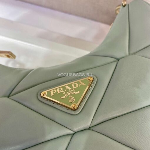 Replica Prada 1BC151 Prada Padded Calfskin Shoulder Bag in Green 4