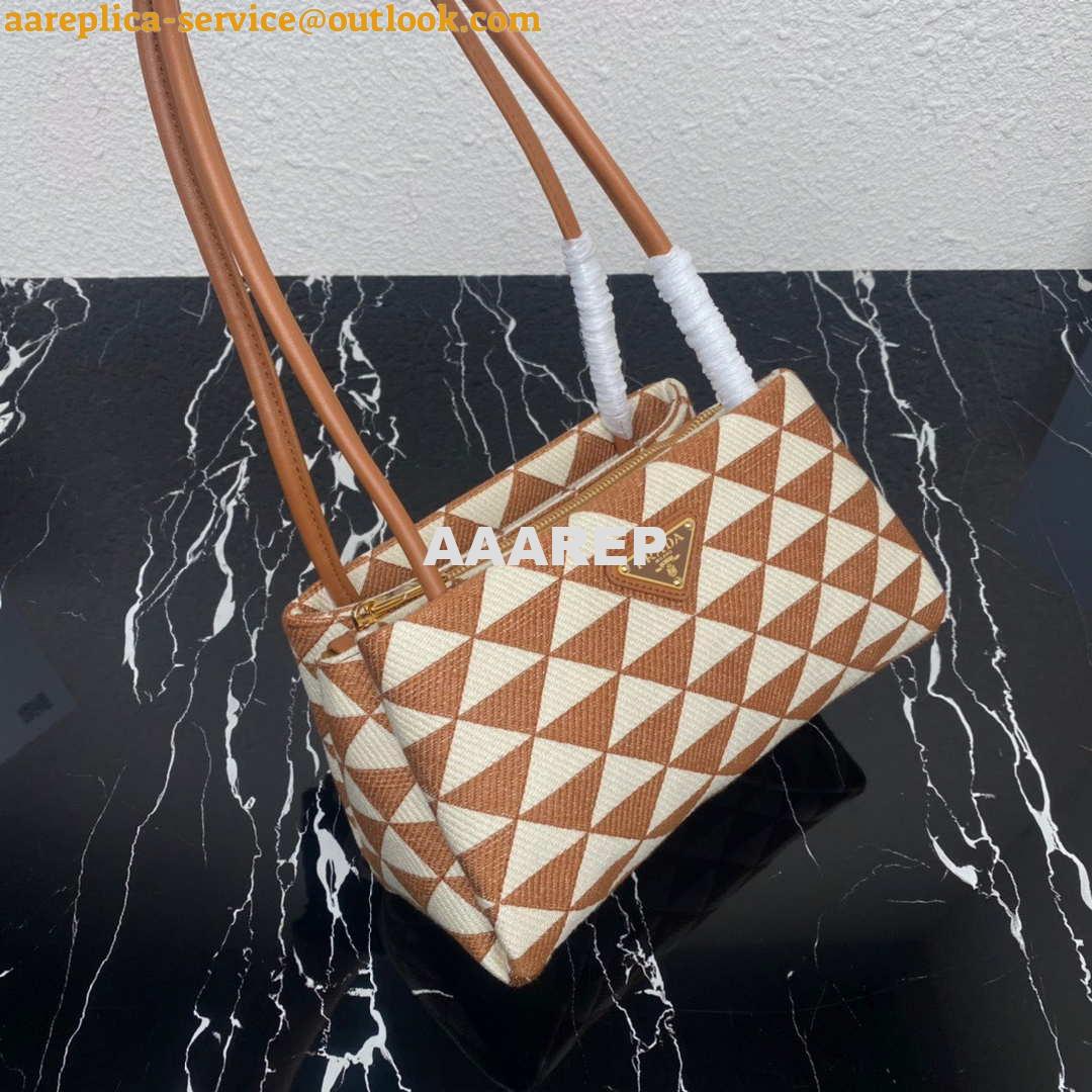 Replica Prada 1BA368 From The Runway Small embroidered fabric Prada Symbole bag Beige and Orange 3 Replica Prada 1BA368 From The Runway Small embroidered fabric Prada Symbole bag Beige and Orange 3