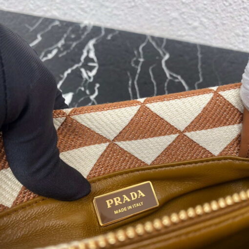 Replica Prada 1BA368 From The Runway Small embroidered fabric Prada Symbole bag Beige and Orange 8