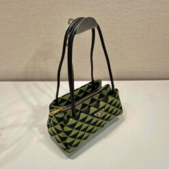 Replica Prada 1BA368 From The Runway Small embroidered fabric Prada Symbole bag Black Ivy Green 2