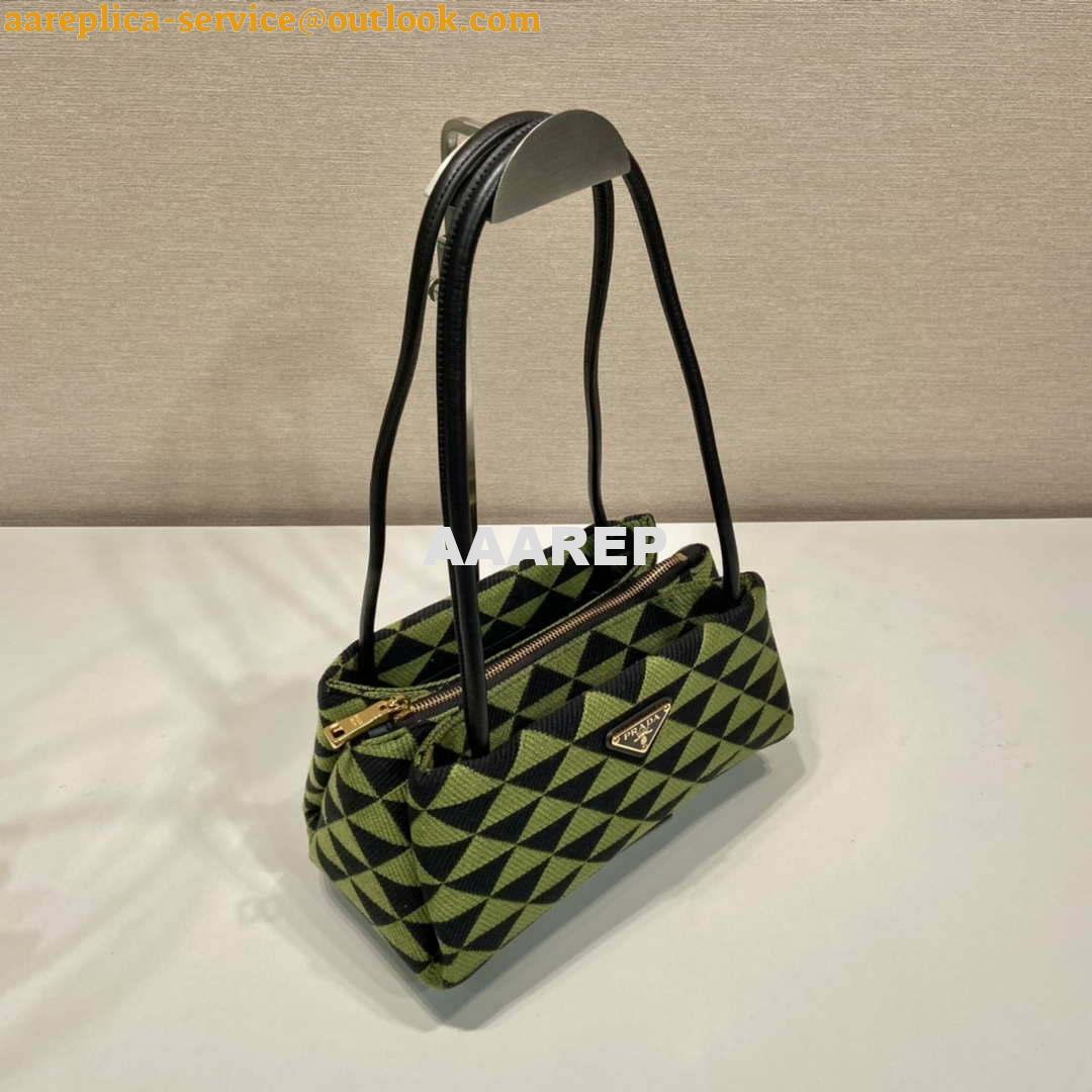 Replica Prada 1BA368 From The Runway Small embroidered fabric Prada Symbole bag Black Ivy Green 2 Replica Prada 1BA368 From The Runway Small embroidered fabric Prada Symbole bag Black Ivy Green 2