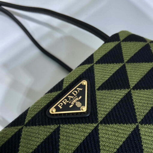 Replica Prada 1BA368 From The Runway Small embroidered fabric Prada Symbole bag Black Ivy Green 4