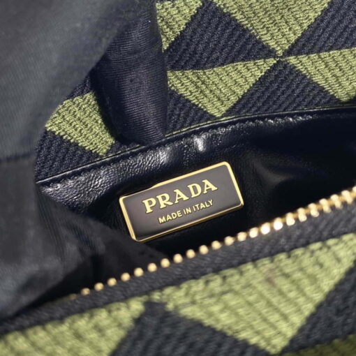 Replica Prada 1BA368 From The Runway Small embroidered fabric Prada Symbole bag Black Ivy Green 8