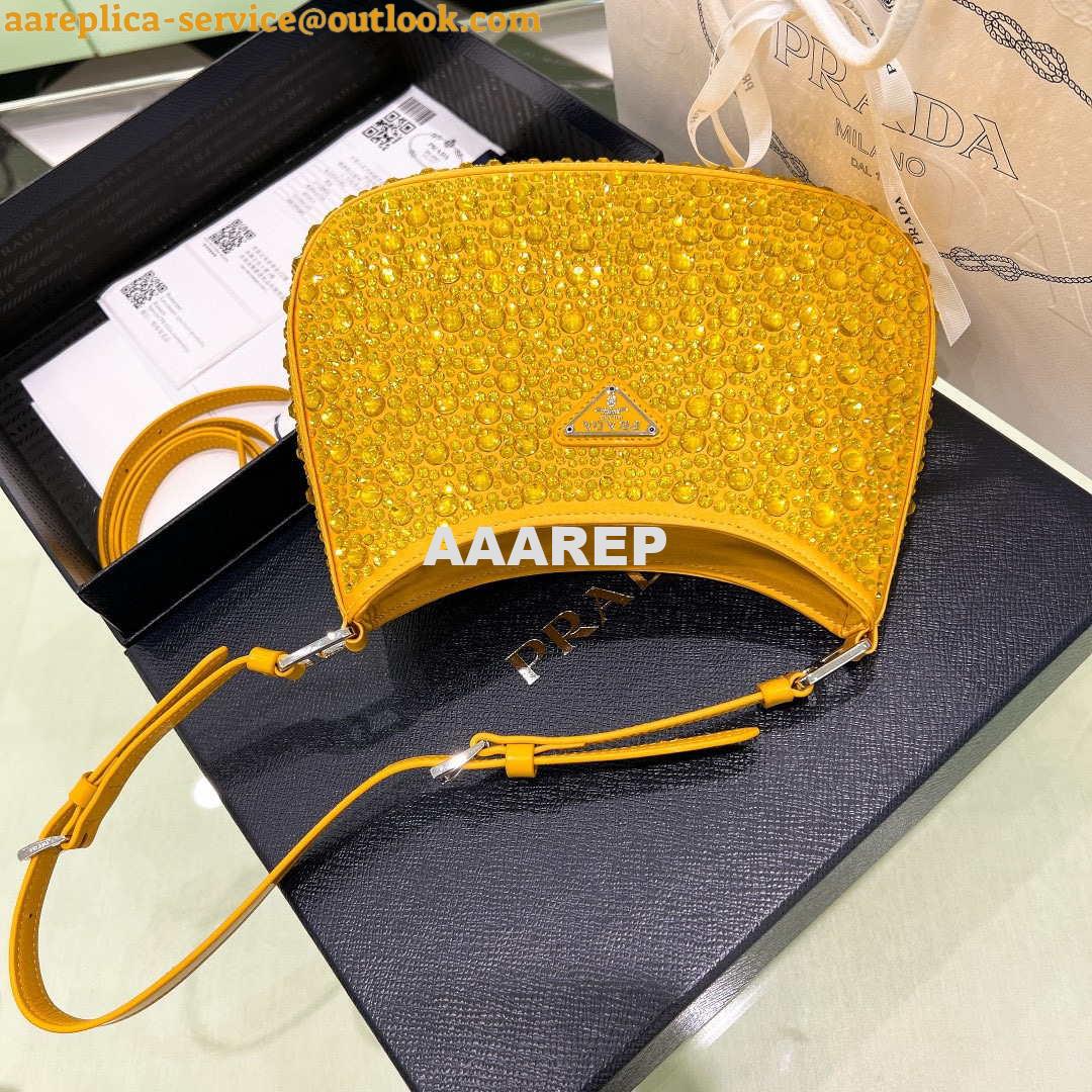 Replica Prada 1BC169 Prada Cleo satin bag with appliqués Gold Yellow 6 Replica Prada 1BC169 Prada Cleo satin bag with appliqués Gold Yellow 6