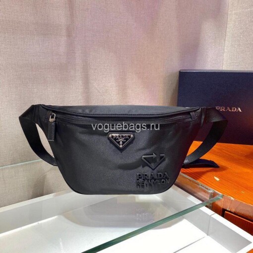 Replica Prada 2VL033 Nylon and Saffiano leather belt Bag in Black