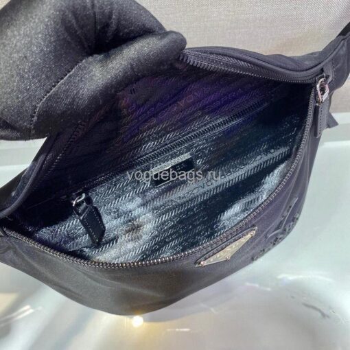 Replica Prada 2VL033 Nylon and Saffiano leather belt Bag in Black 8
