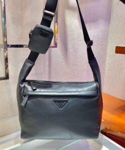 Replica Prada 2VH125 Prada Leather Shoulder Bag Black 2