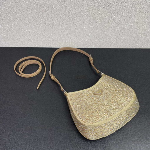 Replica Prada 1BC169 Prada Cleo satin bag with appliqués Gold 5
