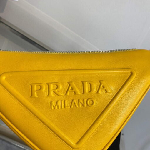 Replica Prada Leather Prada Triangle shoulder bag 1BH190 Yellow 3