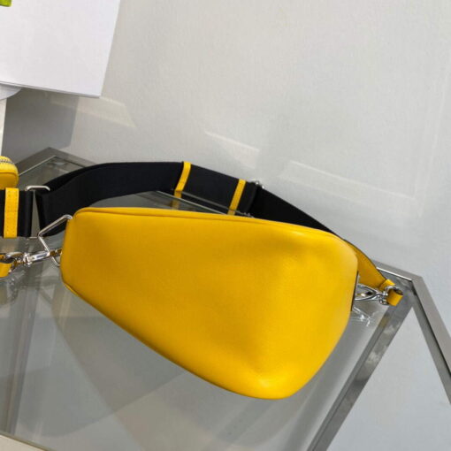 Replica Prada Leather Prada Triangle shoulder bag 1BH190 Yellow 4
