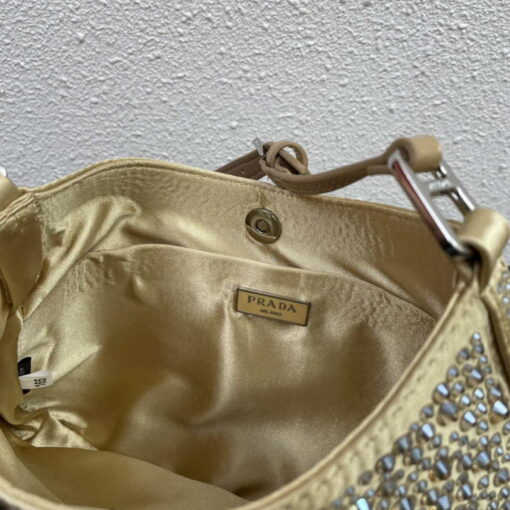 Replica Prada 1BC169 Prada Cleo satin bag with appliqués Gold 8