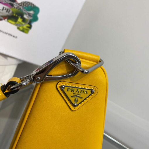 Replica Prada Leather Prada Triangle shoulder bag 1BH190 Yellow 5
