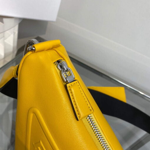 Replica Prada Leather Prada Triangle shoulder bag 1BH190 Yellow 6