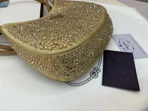 Replica Prada 1BC169 Prada Cleo satin bag with appliqués Gold 10