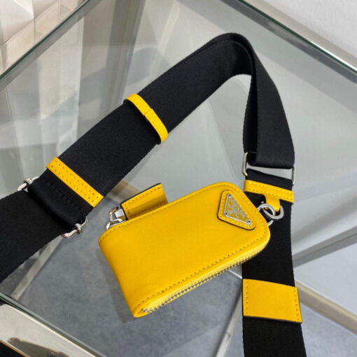 Replica Prada Leather Prada Triangle shoulder bag 1BH190 Yellow 7