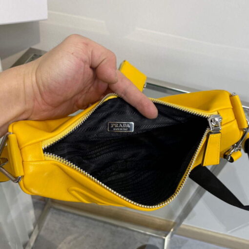 Replica Prada Leather Prada Triangle shoulder bag 1BH190 Yellow 8