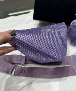 Replica Prada 1NE190 Crystal-studded satin pouch Purple 2