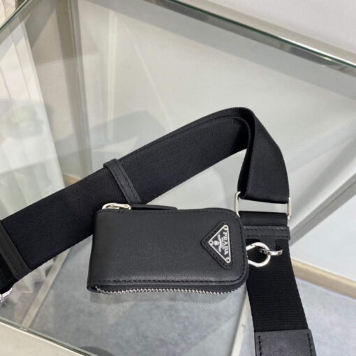 Replica Prada Leather Prada Triangle shoulder bag 1BH190 Black 8