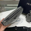 Replica Prada 1NE190 Crystal-studded satin pouch Gray 10