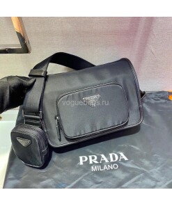 Replica Prada 2VD041 Re Nylon And Saffiano Leather Shoulder Bag in Black