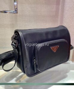 Replica Prada 2VD041 Re Nylon And Saffiano Leather Shoulder Bag in Black 2