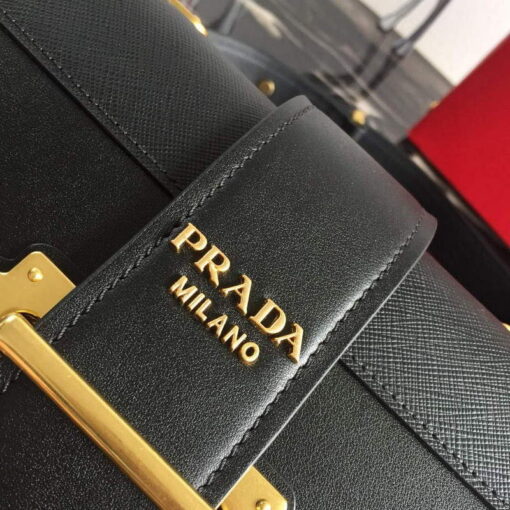 Replica Prada 1BD045 Cahier leather bag Grey with black 4