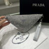 Replica Prada 1NE039 Crystal-studded satin pouch Gray