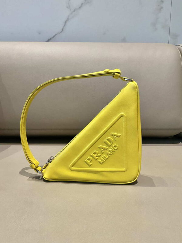 Replica Prada 1NQ043 Triangle leather pouch Yellow