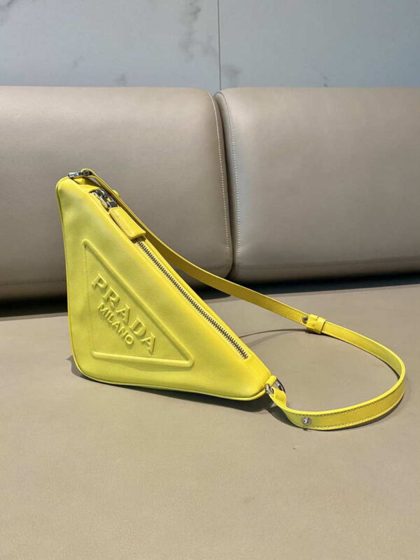Replica Prada 1NQ043 Triangle leather pouch Yellow 2