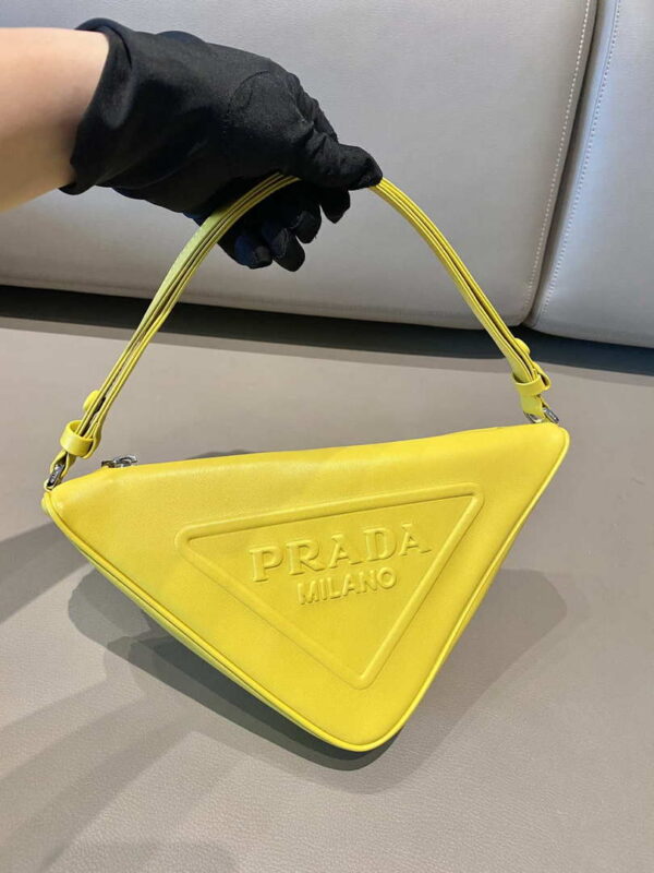 Replica Prada 1NQ043 Triangle leather pouch Yellow 3