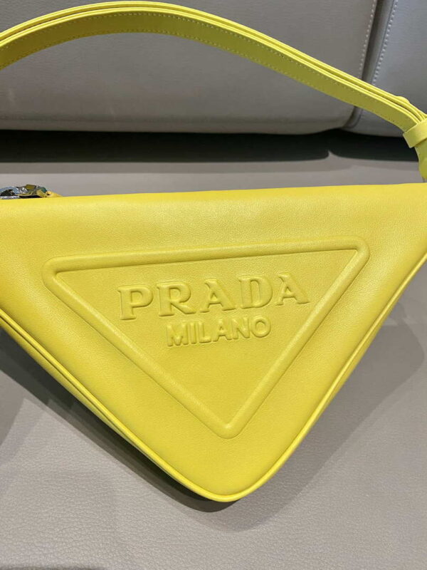 Replica Prada 1NQ043 Triangle leather pouch Yellow 4