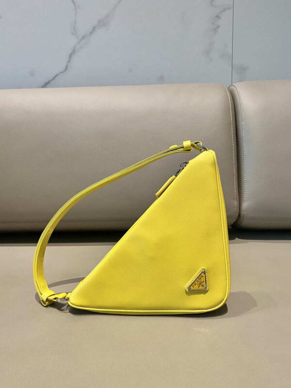 Replica Prada 1NQ043 Triangle leather pouch Yellow 5