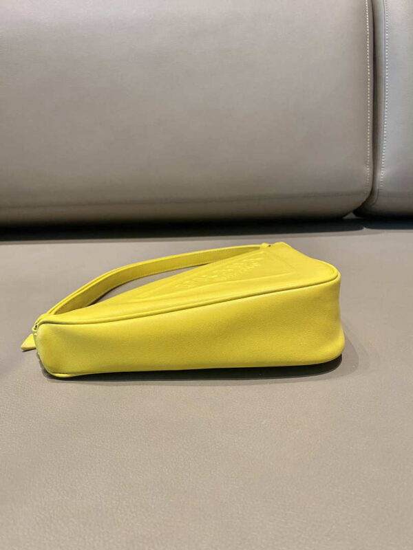 Replica Prada 1NQ043 Triangle leather pouch Yellow 6