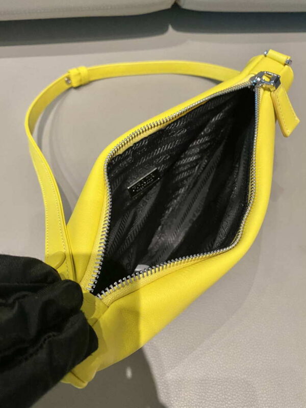 Replica Prada 1NQ043 Triangle leather pouch Yellow 7