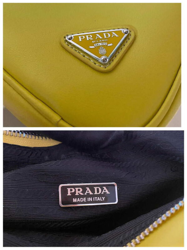 Replica Prada 1NQ043 Triangle leather pouch Yellow 8