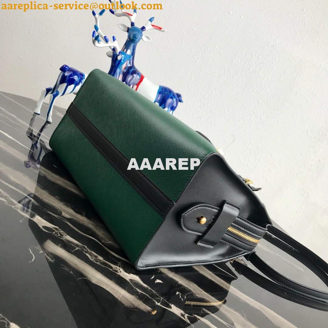 Replica Prada 1BA046 Medium Esplanade Leather Tote Bag Green and Black 3 Replica Prada 1BA046 Medium Esplanade Leather Tote Bag Green and Black 3